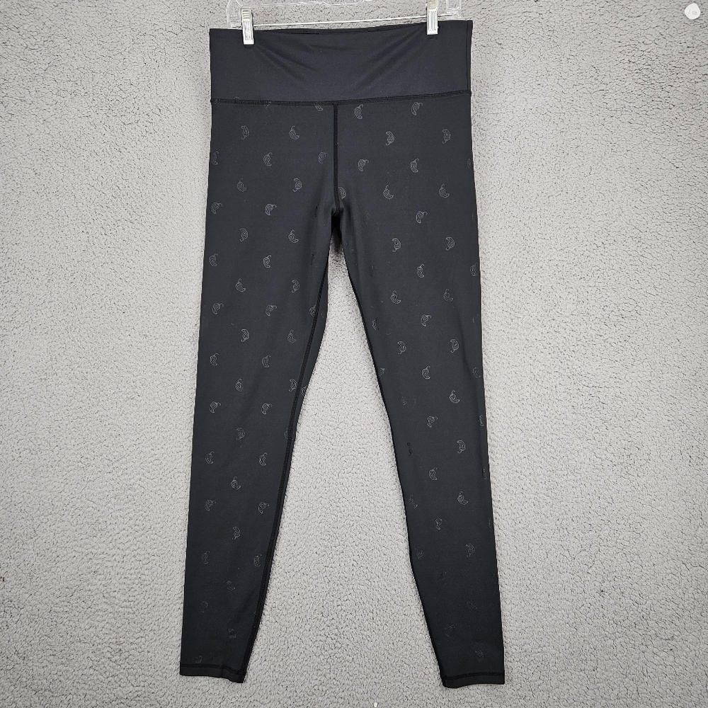 Chipotle Black Leggings Womens Size XL Chili Pepper Print Black Strech Athletic